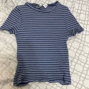 Blue striped tight fitted crop top/shirt